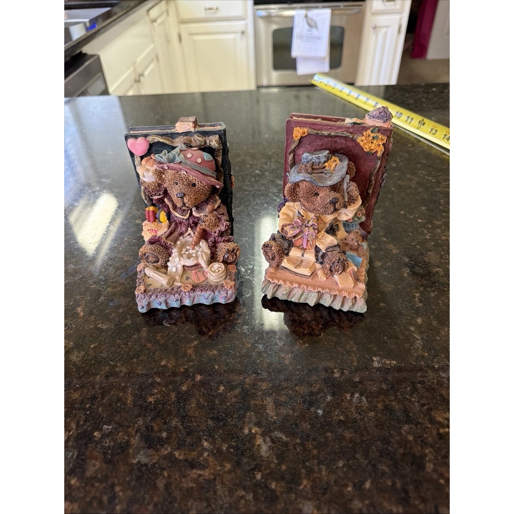Boyds Bears Resin Bookends Teddy Bears Storybook Boy & Girl Cottagecore Nursery